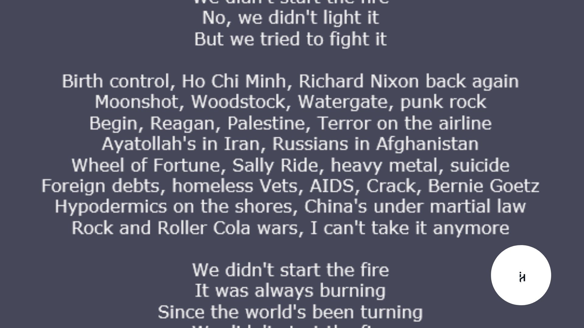 We Didn’t Start the Fire Lyrics